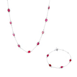 Marilyn Necklace & Bracelet in Silver with Ruby Quartz