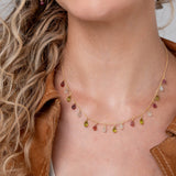 Floret Necklace in Peridot Pink, Tourmaline and Prehnite