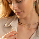 Stud Cascade Earrings in Gold with Aqua chalcedony