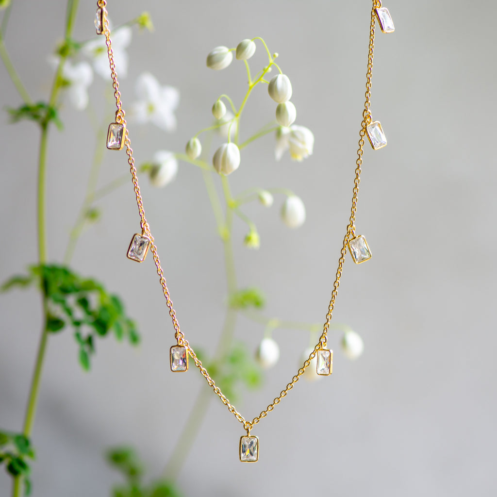 Tiggy Necklace in Gold with Zirconia Gemstones