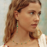 Marilyn Necklace and Cascade Earrings in Gold with Green Onyx