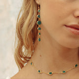 Marilyn Necklace and Cascade Earrings in Gold with Green Onyx