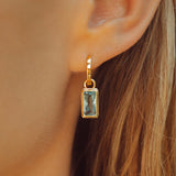 Aquamarine Charm drops with Classic Charm Hoops