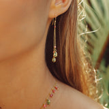 Kiki Necklace in Peridot and Pink Tourmaline & with Matching Kiki Dual Earrings