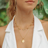 Kiki Necklace in Peridot and Pink Tourmaline paired with the Stargazer Pendant