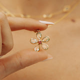 Green Amethyst and Tourmaline Daisy Pendant with Matching Studs
