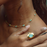 Marilyn Necklace in Gold with Aqua Chalcedony