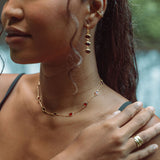 Trellis Earring in Gold with Garnet