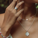 Ruby Quartz Marilyn paired with the Elsa Luna in Silver