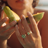 Green Onyx Flower ring