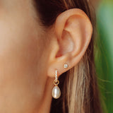 Pearl Drop with Crystal charm hoops
