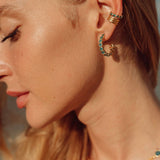 Green Onyx Gemstone Hoop Studs