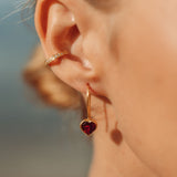 Heart shaped Garnet Drop Earrings