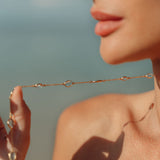 Double Marilyn Necklace in Gold with Sky blue Topaz