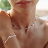 Marilyn Necklace & Bracelet in Silver with Ruby Quartz