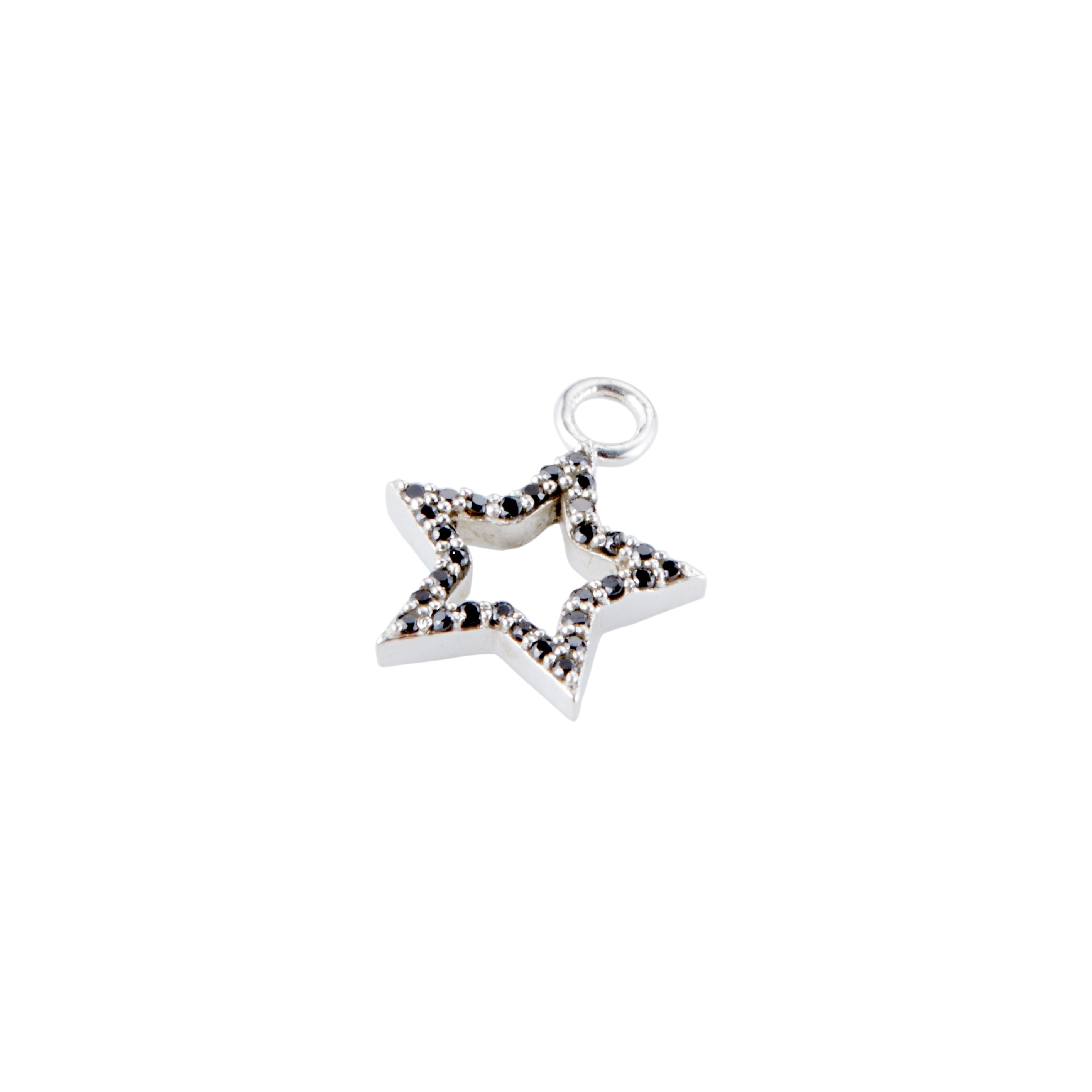 Black Zirconia Bejewelled Star in Silver Ear Charm Memara 