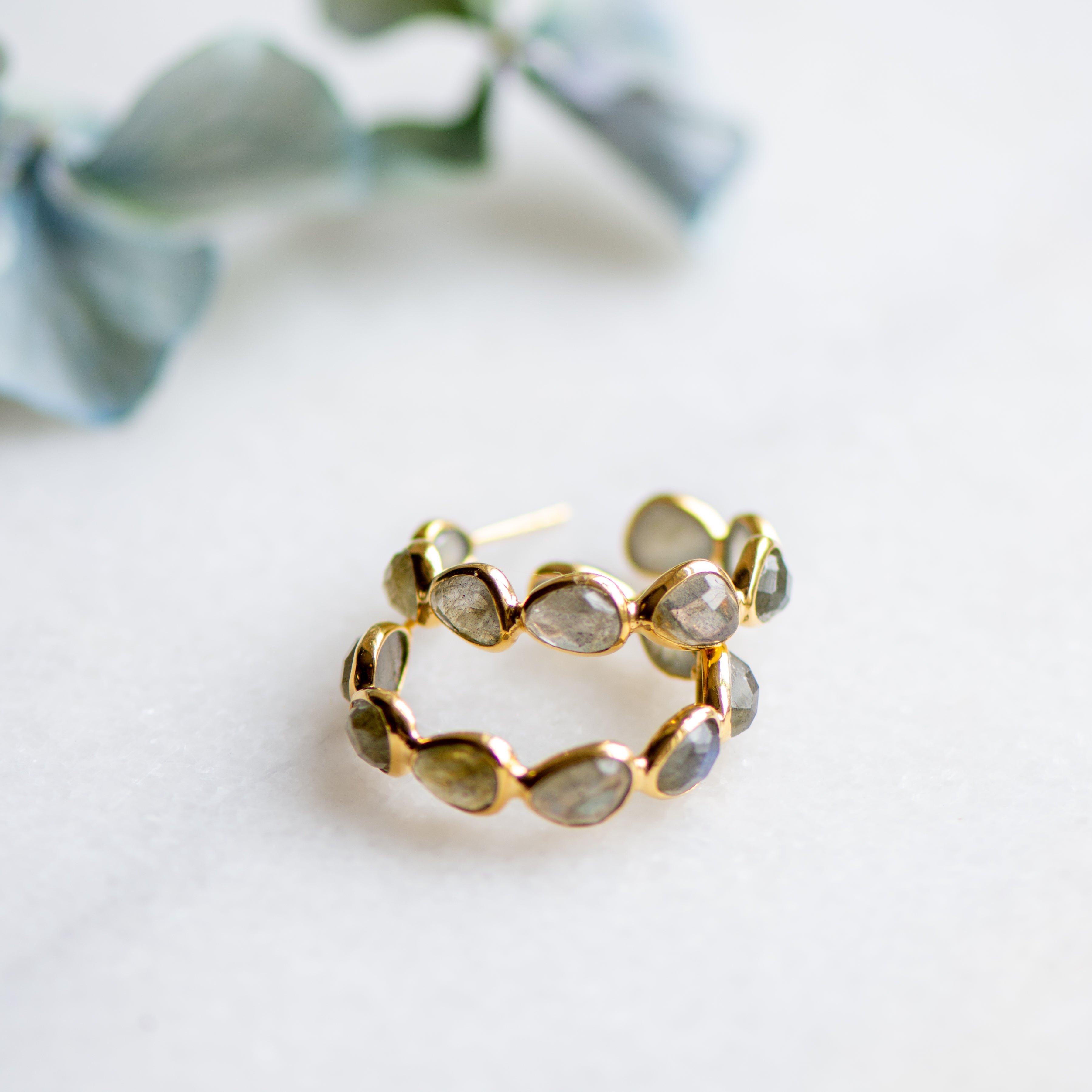 labradorite gold hoop earrings from memara