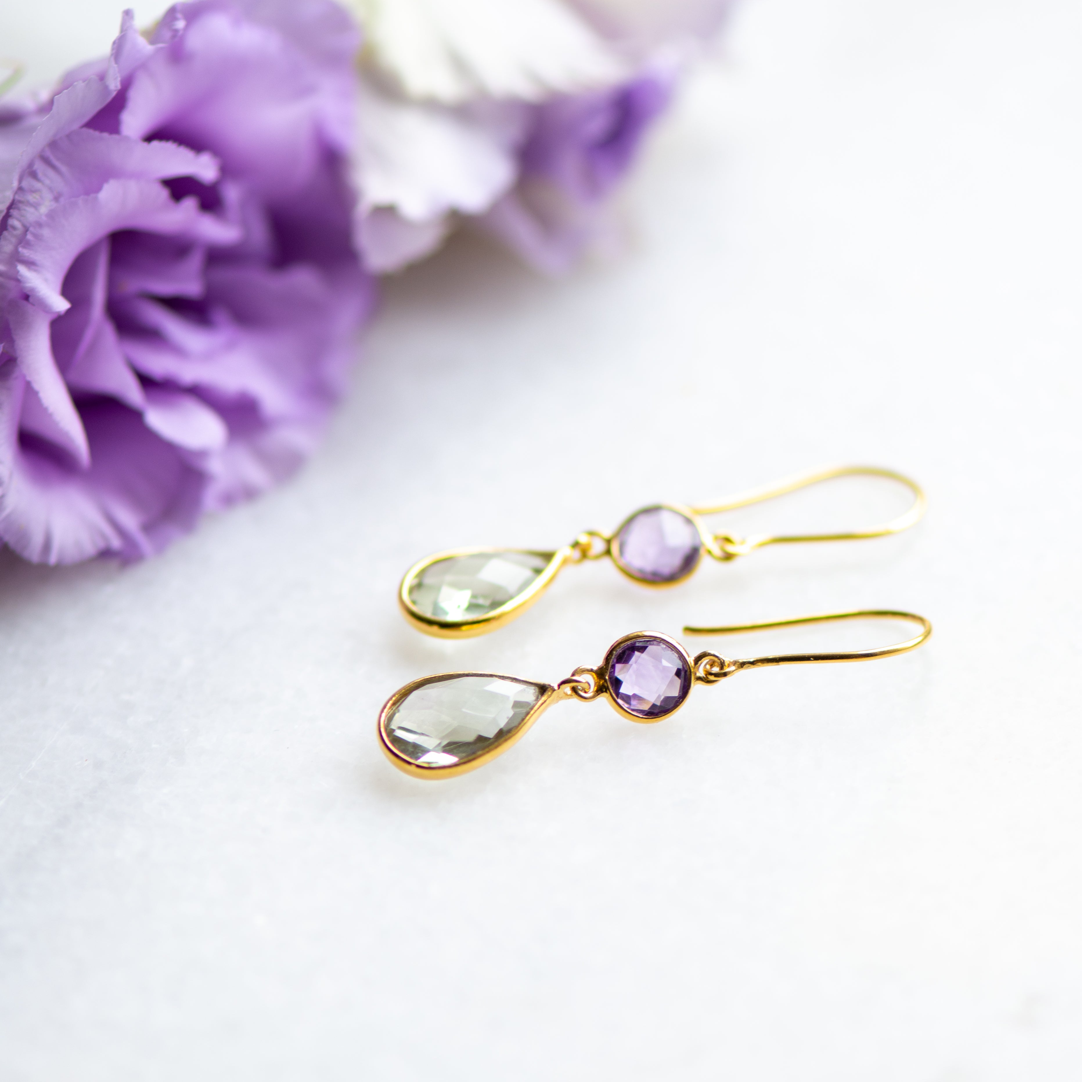 green purple amethyst drop earrings from memara