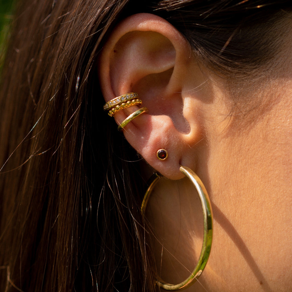 Acer Ear Stud in Gold with Garnet Earring Memara 