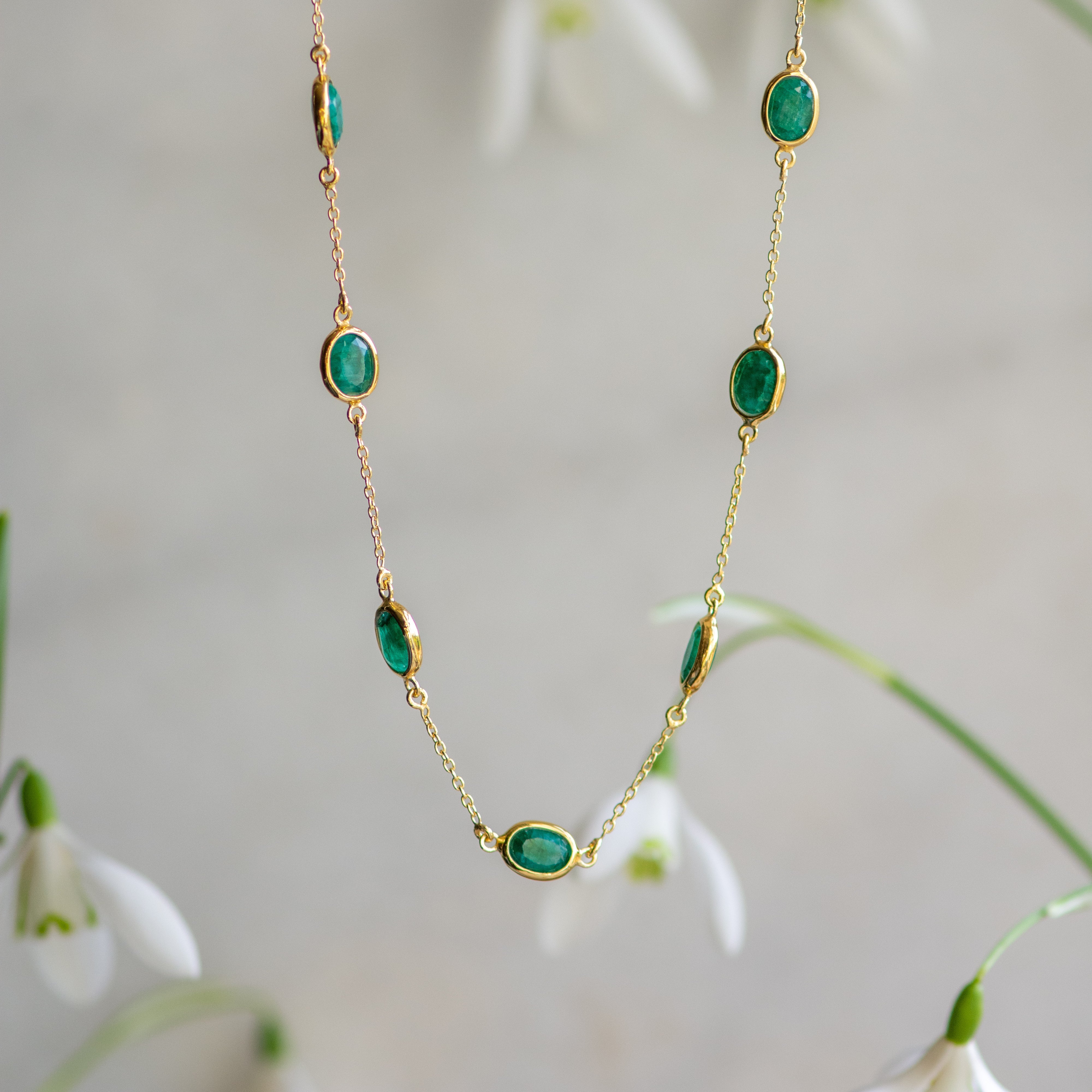Marilyn Necklace Bracelet in Gold with Emerald Quartz Jewellery Se