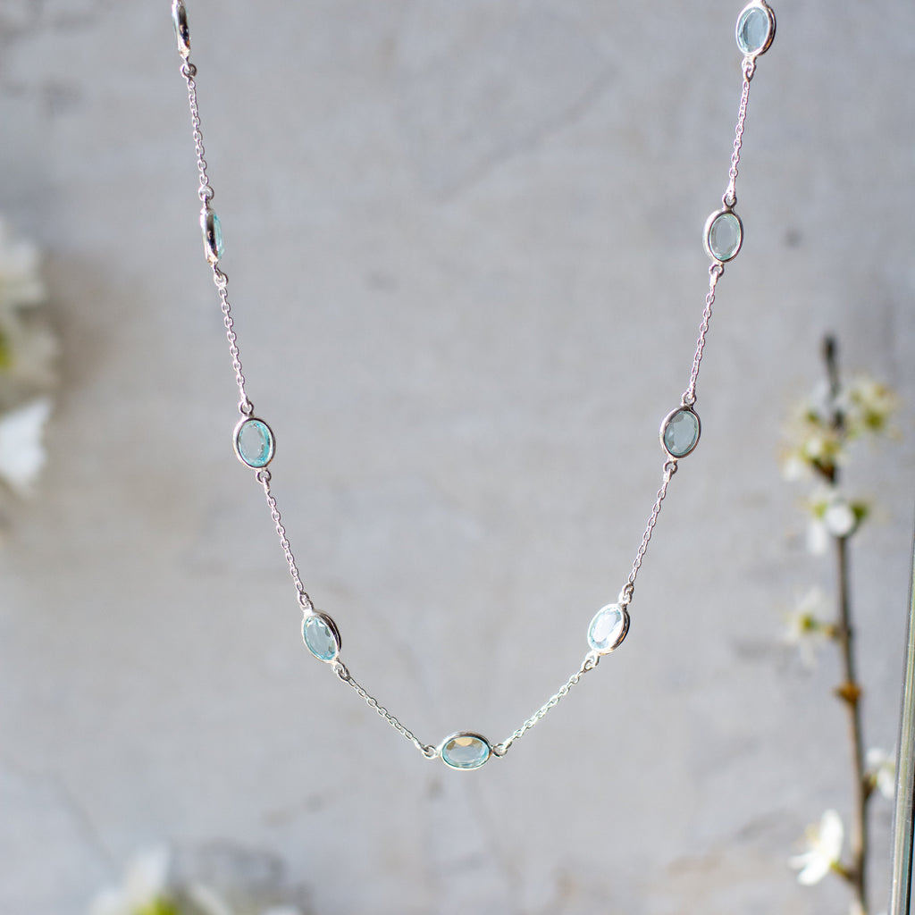Marilyn Necklace in Silver with Sky Blue Topaz Necklace Memara 