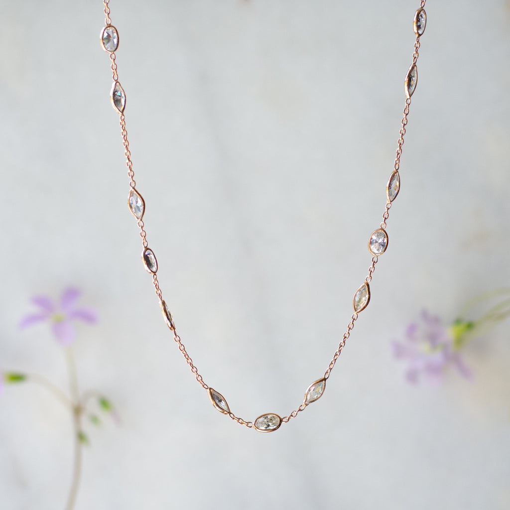Malike Necklace in Rose Gold and Zirconia Necklace Memara 