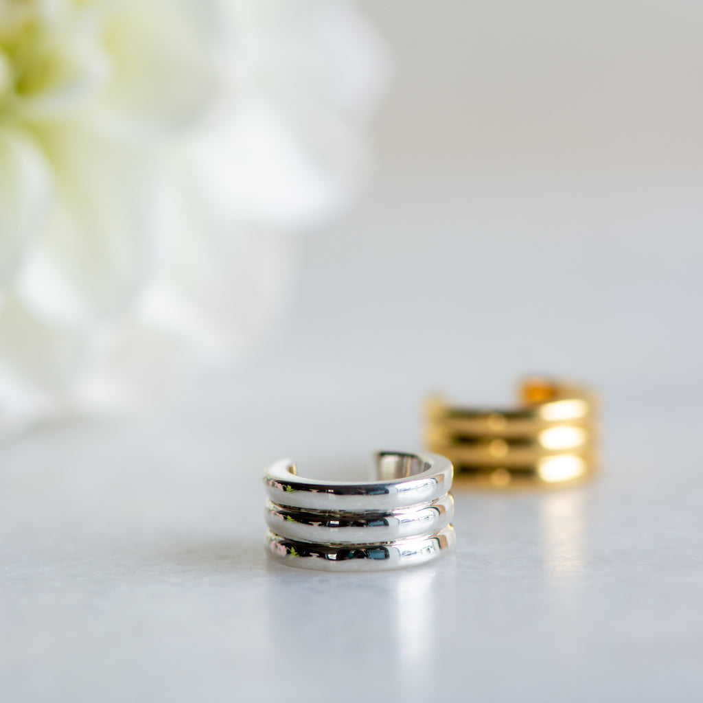 Triple Cuff in Silver Earring Memara 