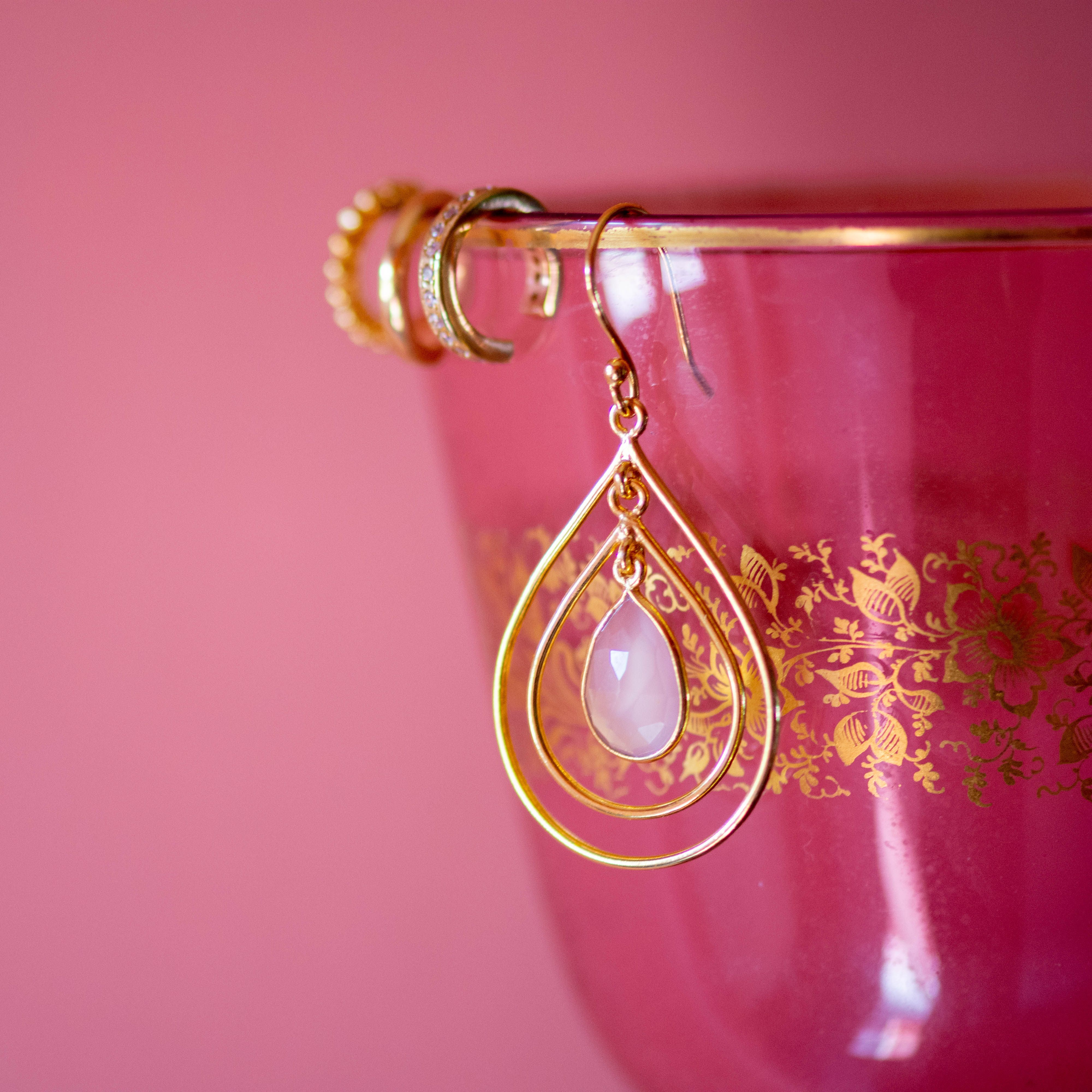 Lolita Earring in Gold with Moonstone Earring Memara 