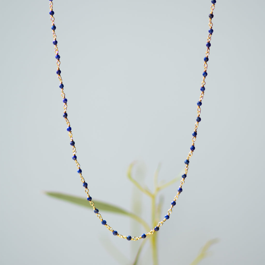 Beaded Gold and Lapis Lazuli necklace Necklace Memara 
