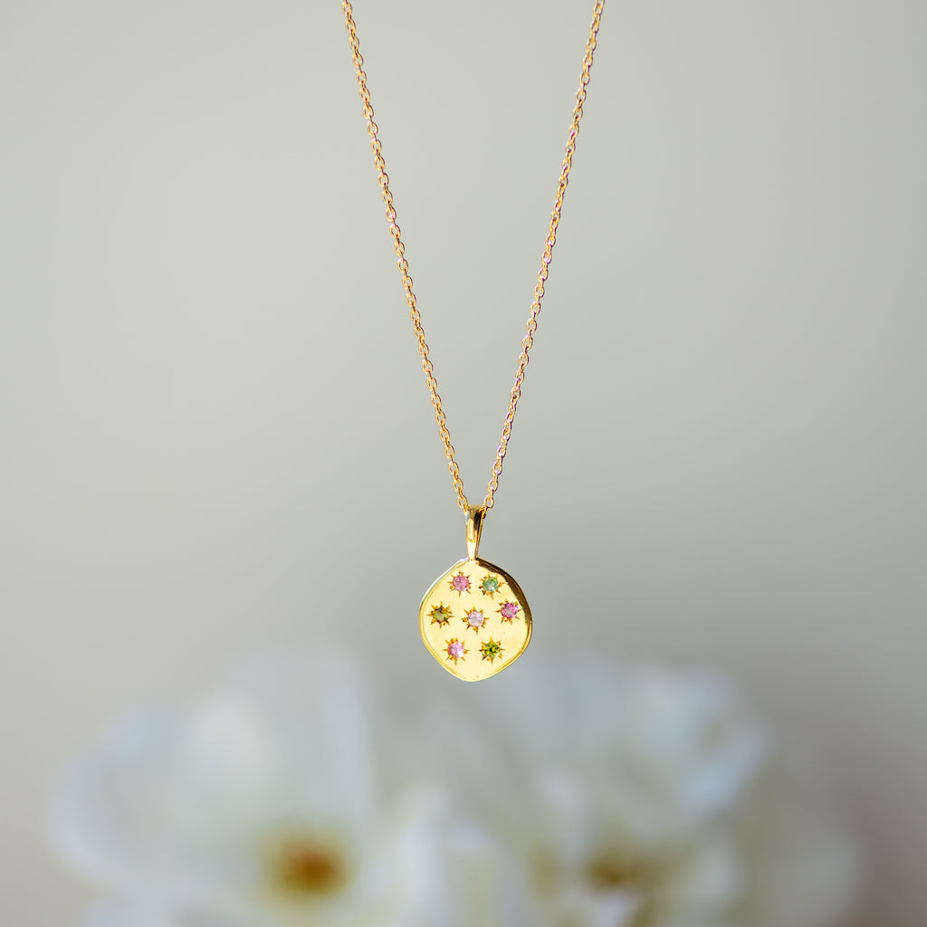 Stargazer Pendant in Gold and Tourmaline Necklace Memara 