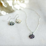 stargazer tourmaline silver pendant with matching earrings