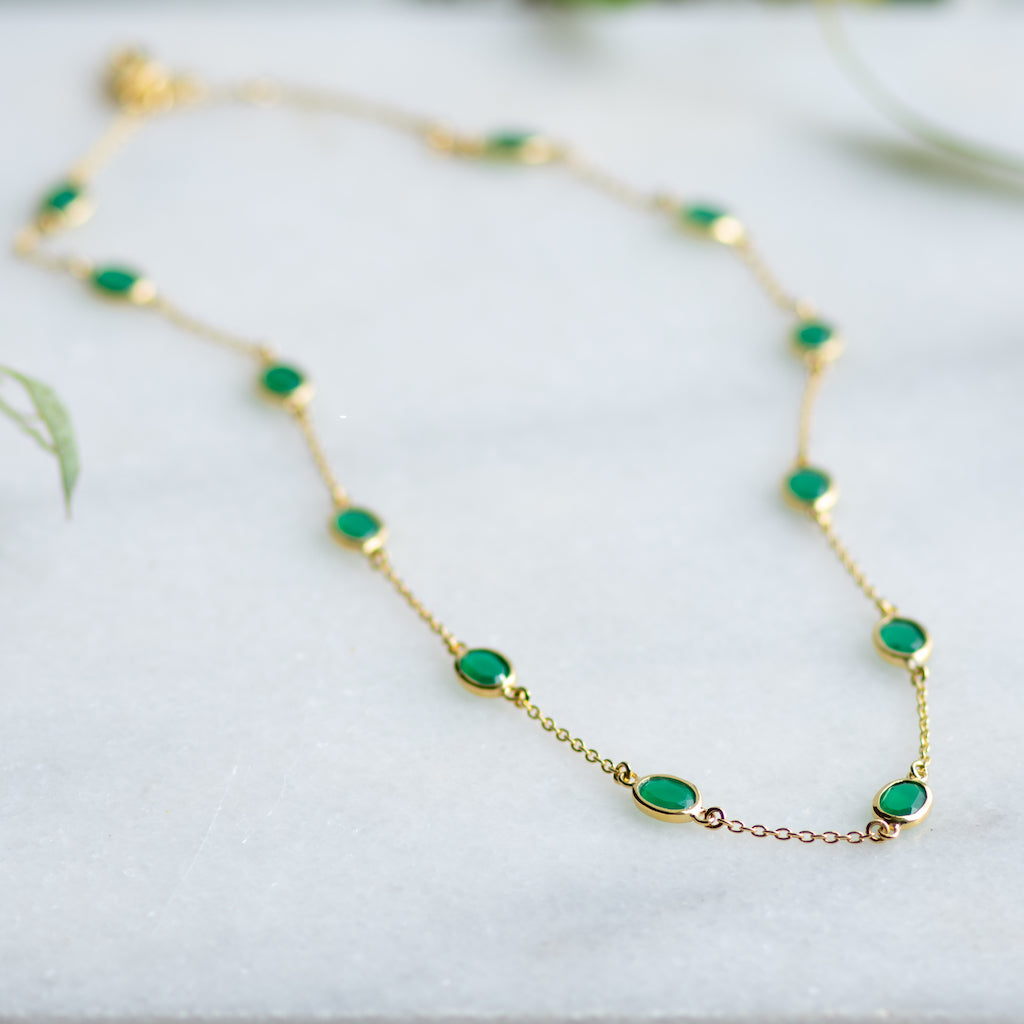Marilyn Necklace in Gold with Green Onyx Necklace Memara 