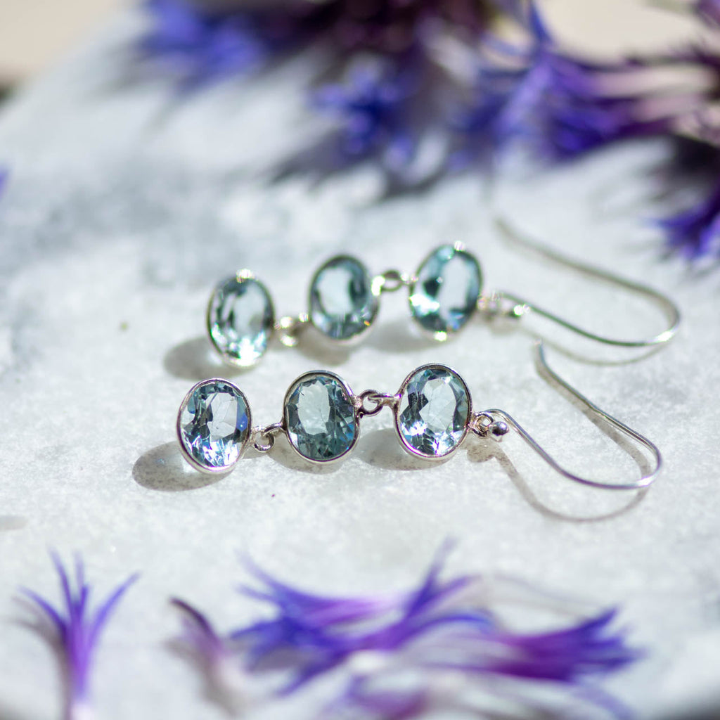 Trellis Earring in Silver with Blue Topaz Earring Memara 