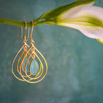 Lolita Earring in Gold with Aqua Chalcedony Earring Memara 