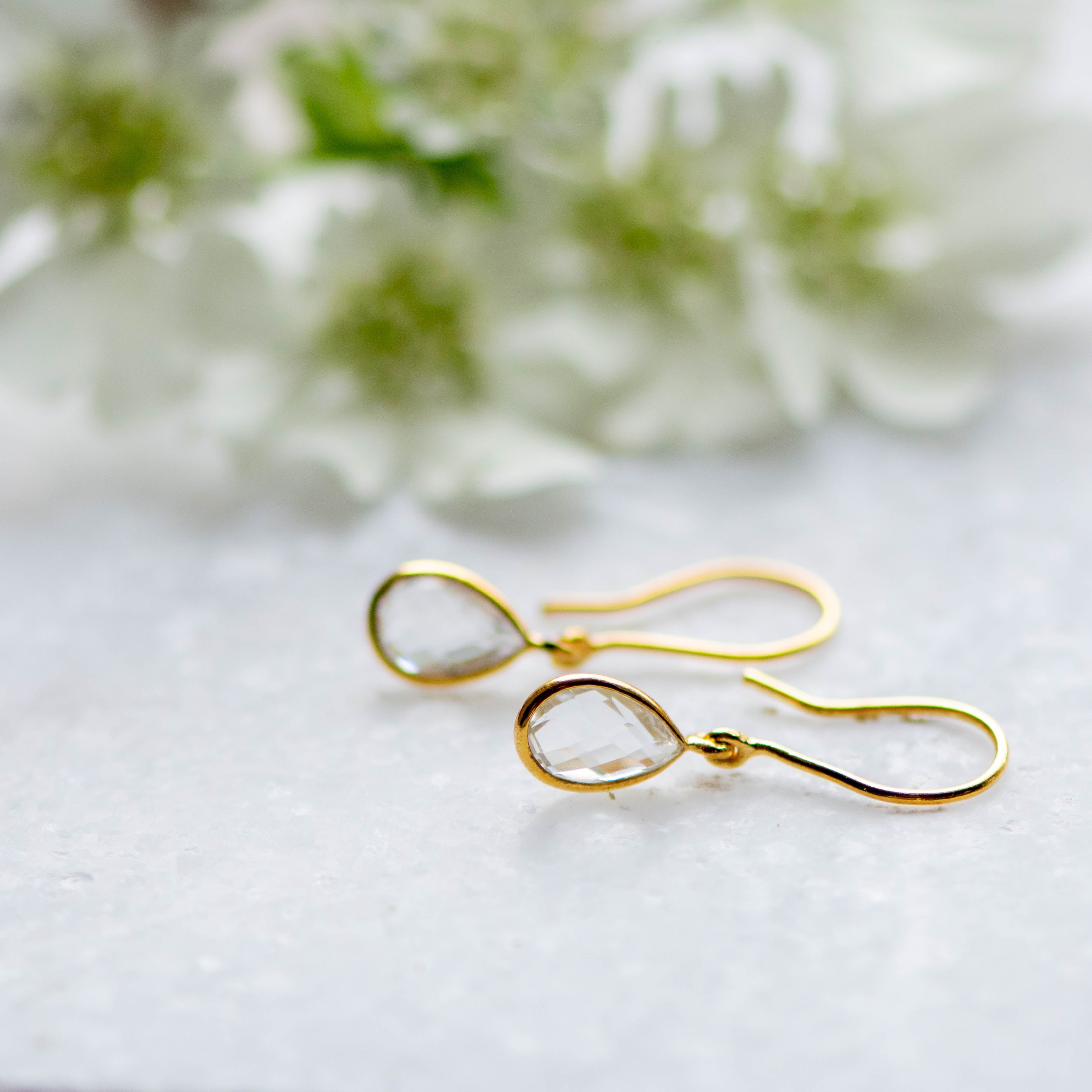 Tear Drop Earring in Gold with zirconia Earring Memara 