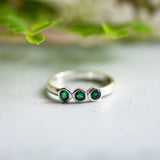 Triplet in Silver with Emerald Zirconia Ring Memara 