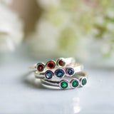 Triplet in Silver with Emerald Zirconia Ring Memara 