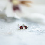 Acer Ear Stud in Silver with Garnet Earring Memara 