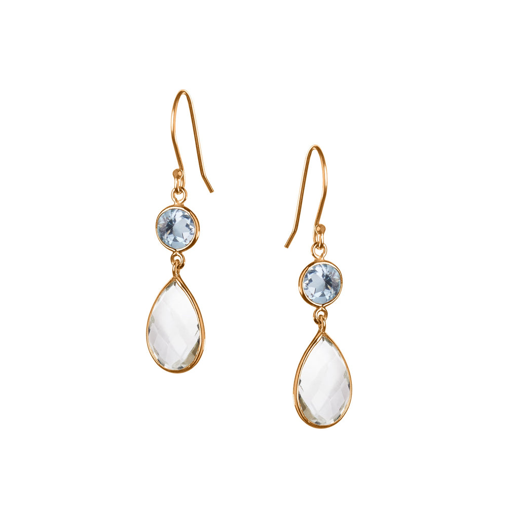 Large Apple and Pears Drop Earring in Gold with Topaz and Green Amethyst Earring Memara 