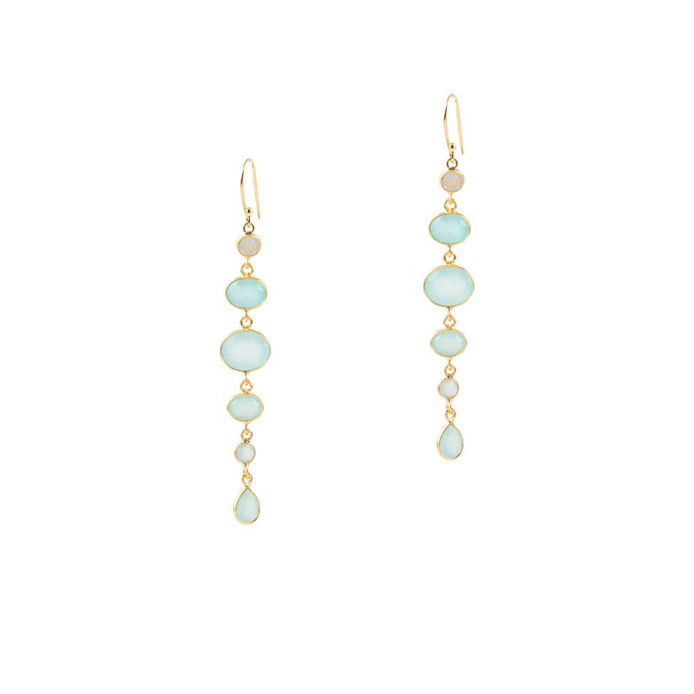 Cascade Earrings in Gold with Aqua chalcedony Earring Memara 