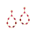 Tikka in Gold with pear shaped ruby droplets. Earring Memara 