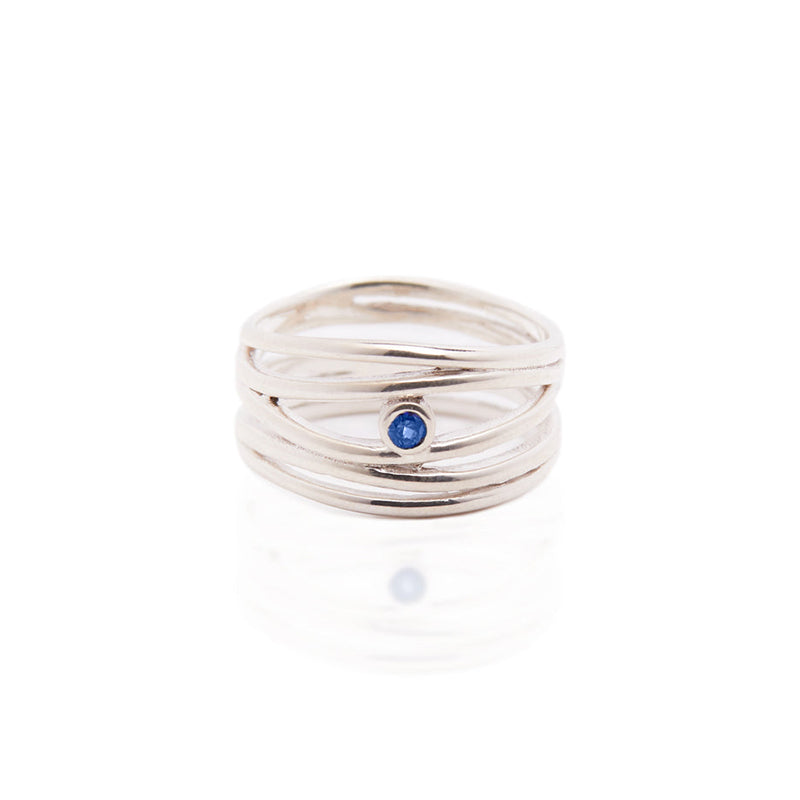 Filigree Ring in Silver with Sapphire Ring Memara 