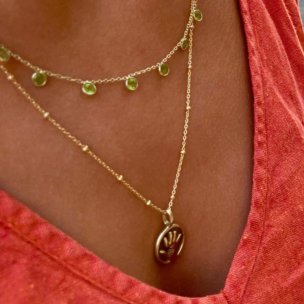 Zaza Necklace in Gold with Peridot Necklace Memara 