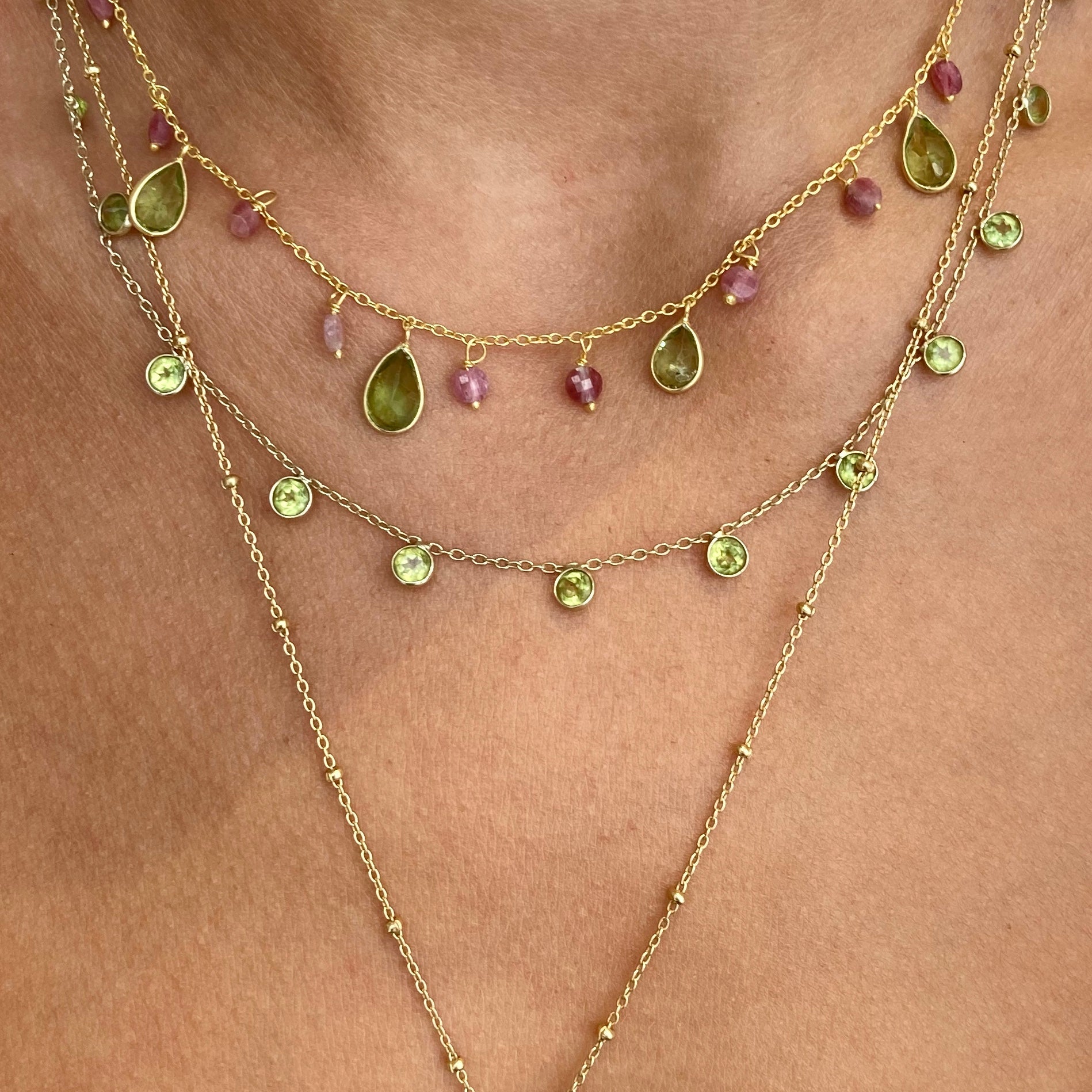 Zaza Necklace in Gold with Peridot Necklace Memara 