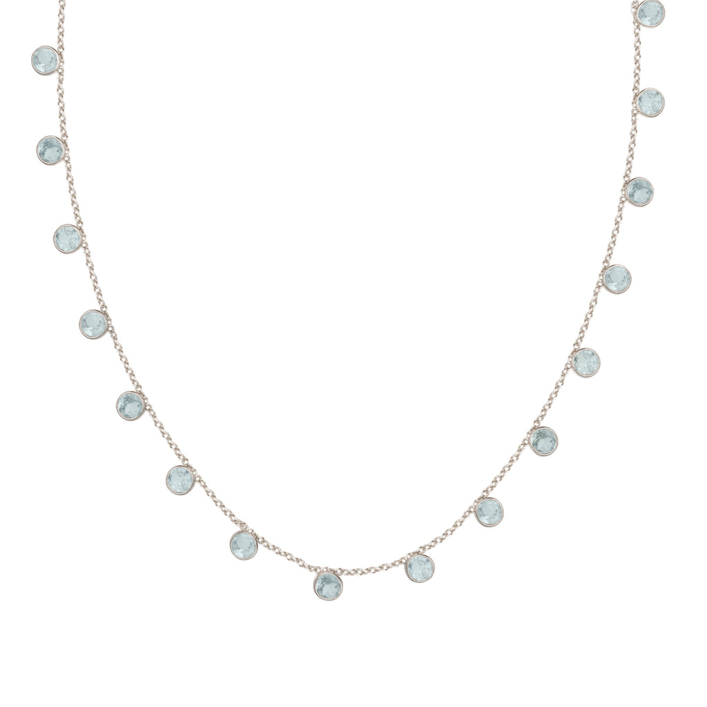 Zaza Necklace in Silver with Blue Topaz Necklace Memara 