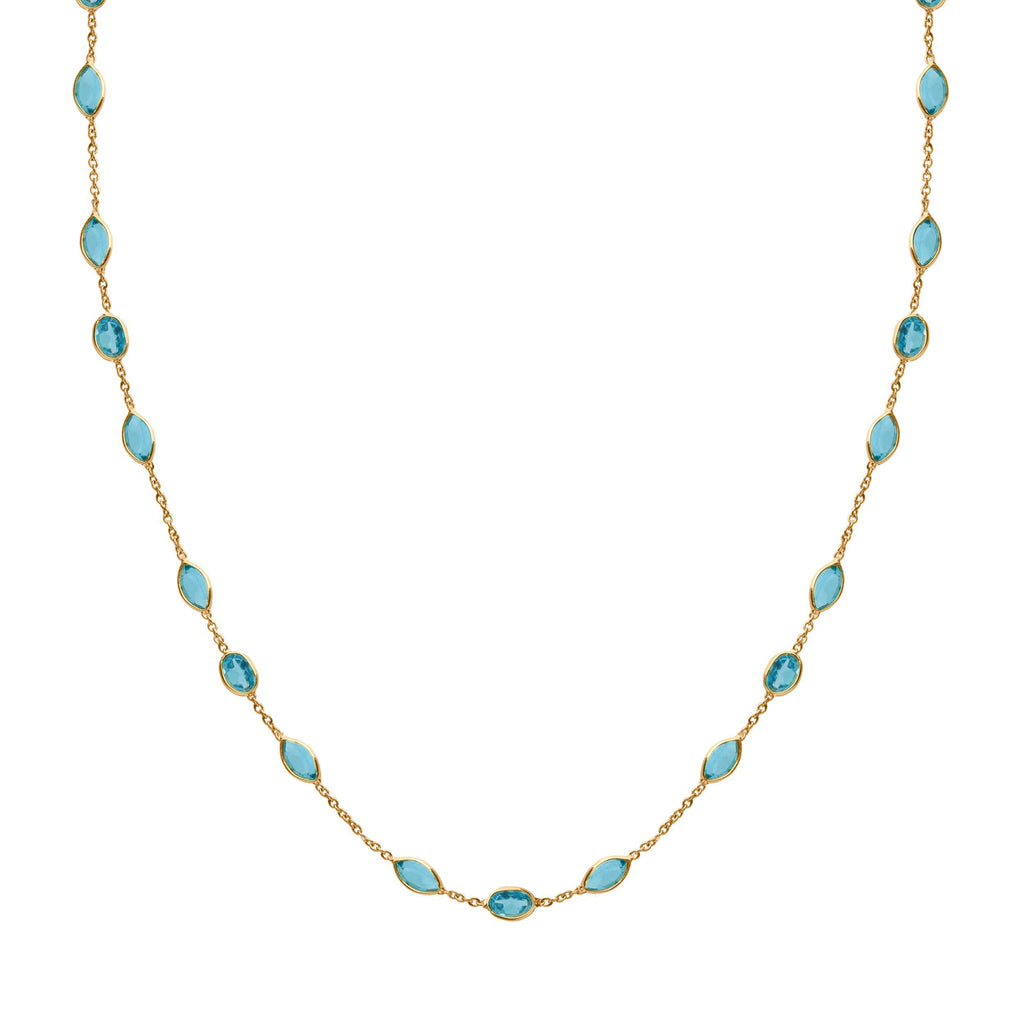 Malike Necklace in Gold and Swiss Blue Topaz Necklace Memara 