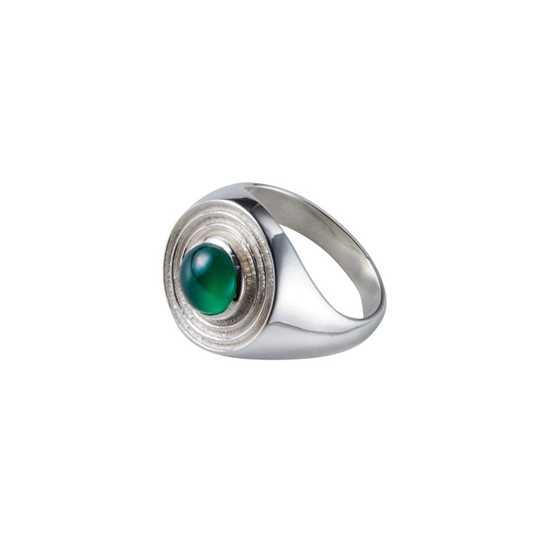 Nipple Ring in Silver with Green Onyx Ring Memara 