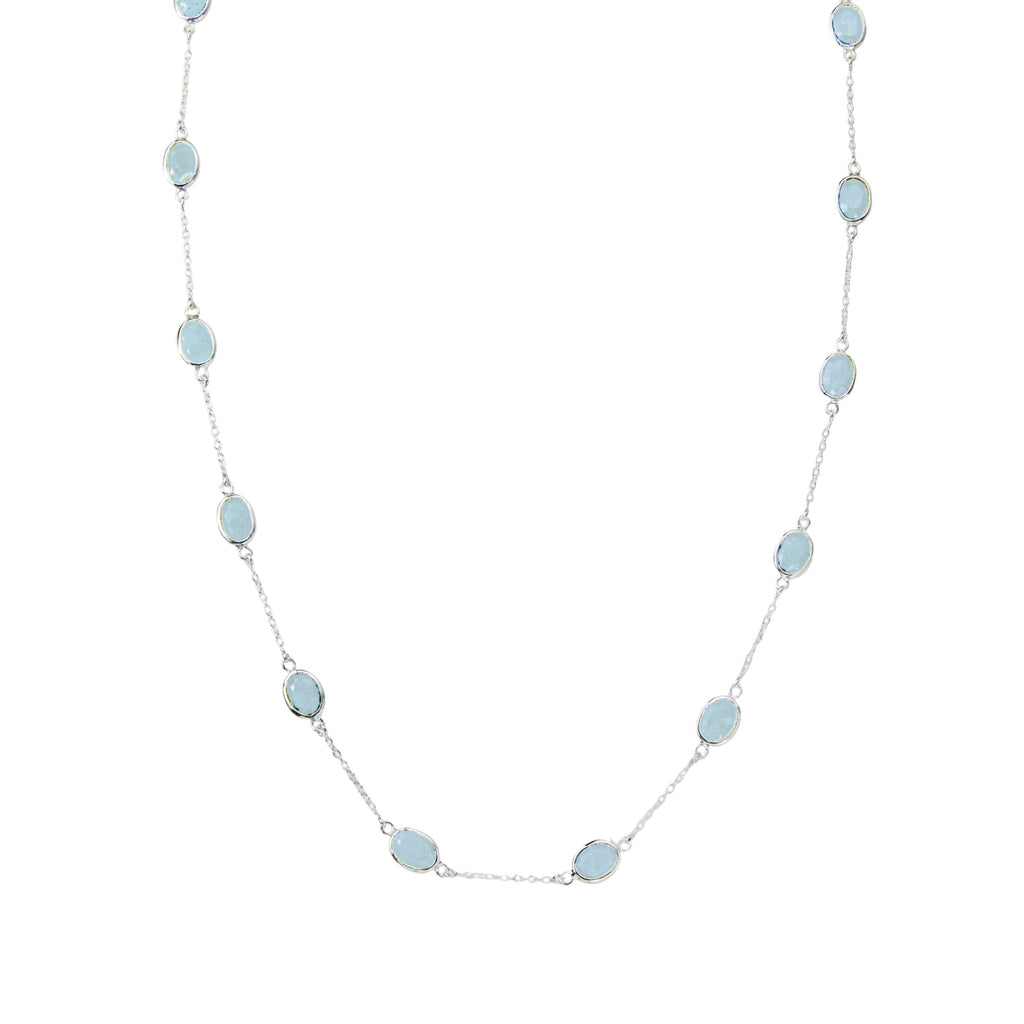 Marilyn Necklace in Silver with Sky Blue Topaz Necklace Memara 