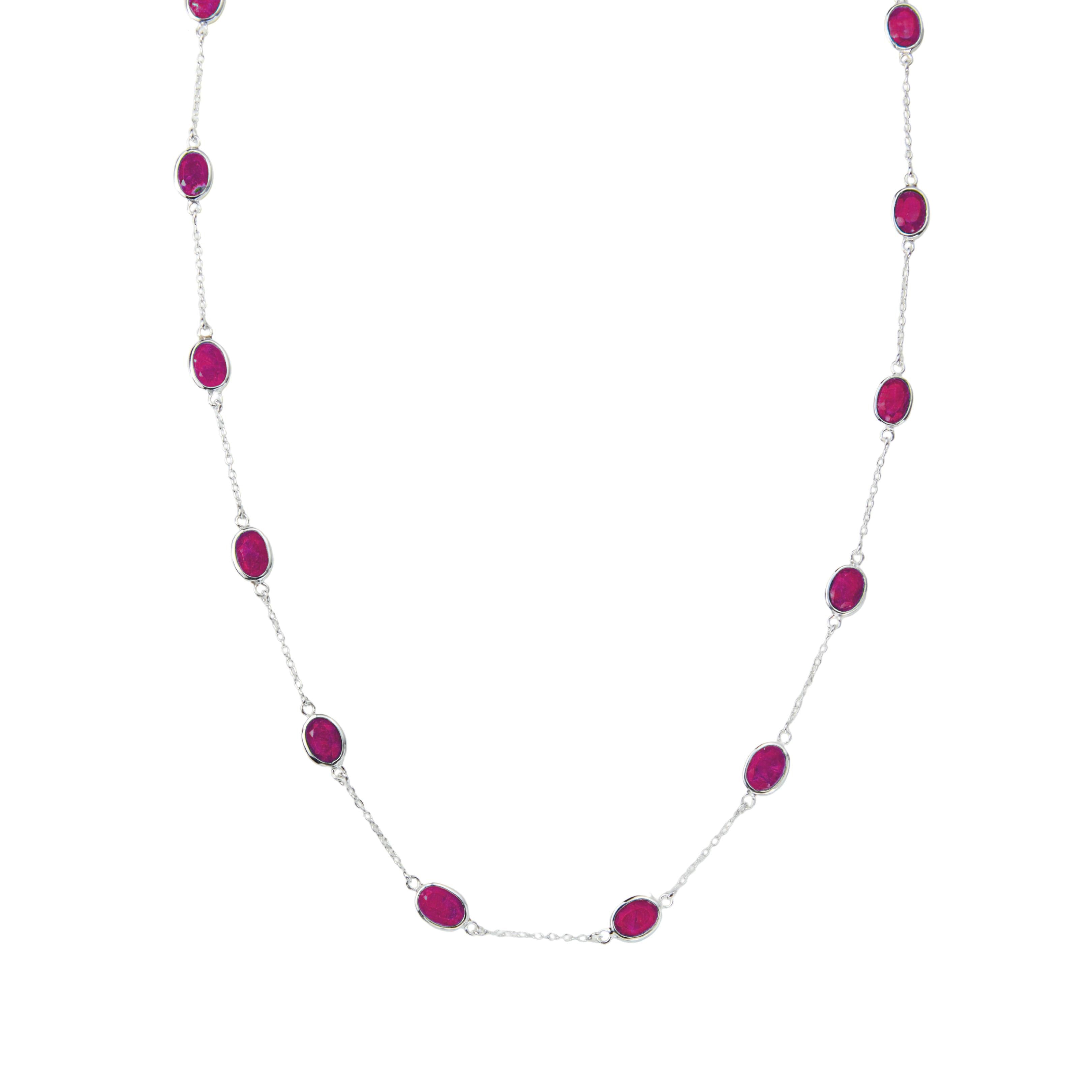 Marilyn Necklace in Silver with Ruby Quartz Necklace Memara 