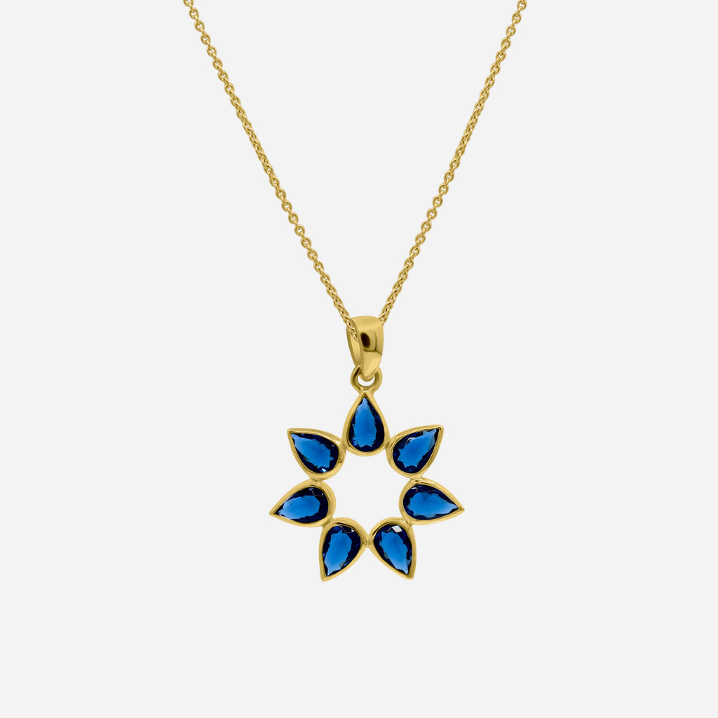 Flower Pendant in Sapphire Necklace Memara 